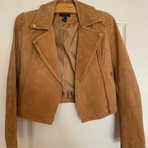 Camel Suede Moto Jacket